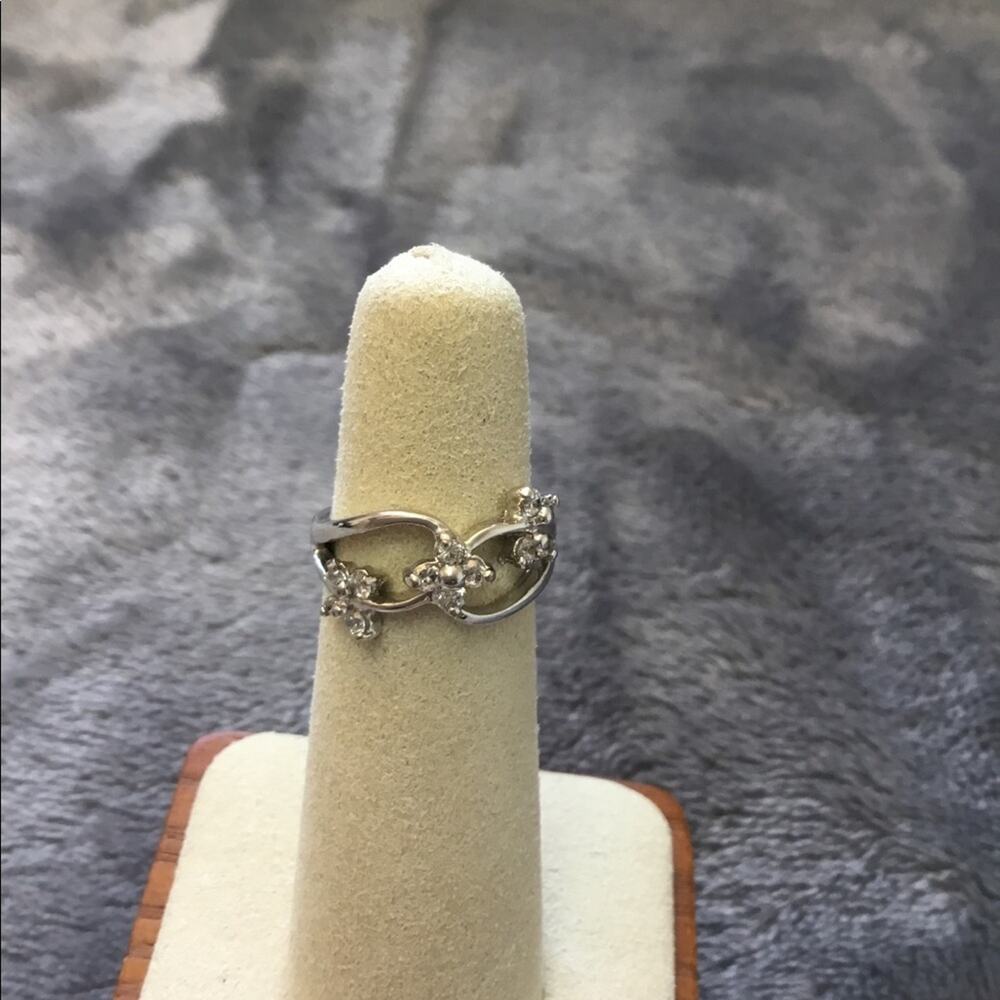 Silver Trio Butterfly Crystals Ring